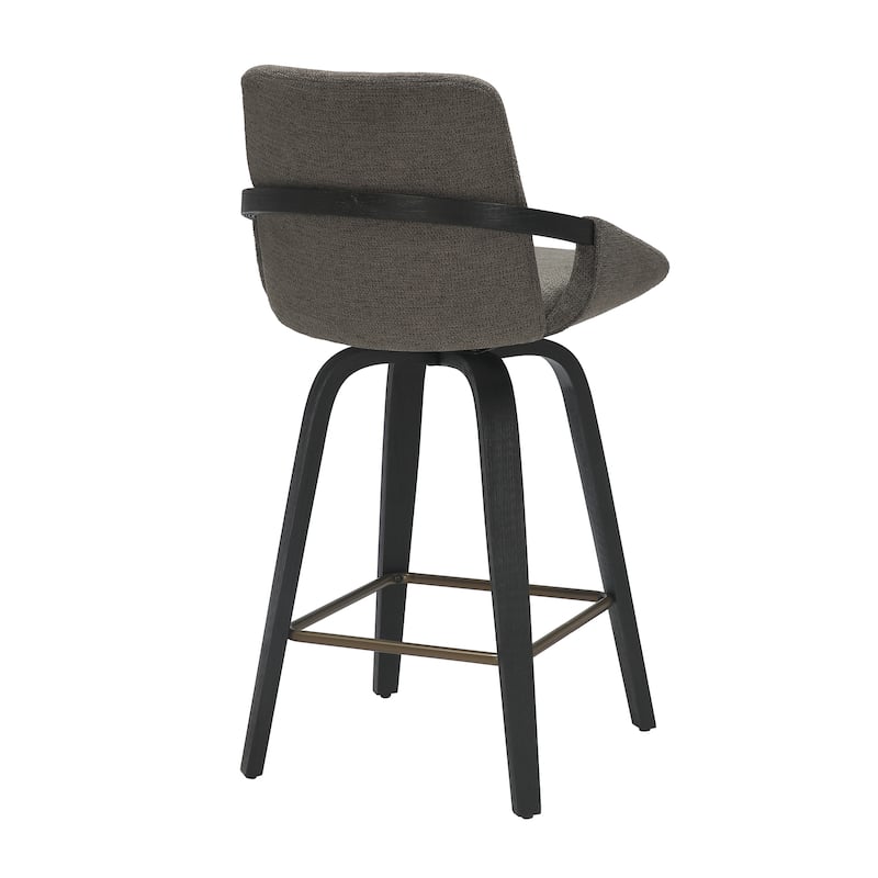 Modern Fabric & Bentwood 26" Counter Stool w/Swivel, Set of 4 - Ivory & Whitewash