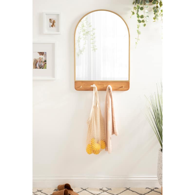 Kate and Laurel Schuyler Arch Wall Mirror with Hooks