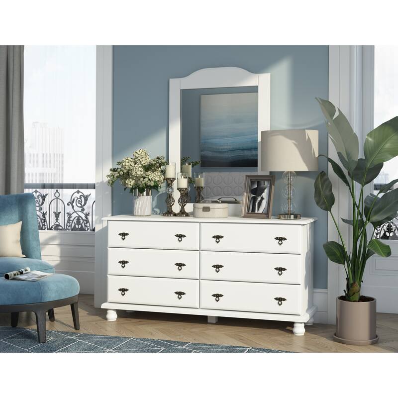 Palace Imports 100% Solid Wood Traditional Kyle 6-Drawer Dresser with Optional Mirror