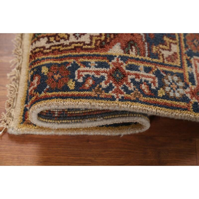 Geometric Heriz Serapi Indian Accent Rug Handmade Foyer Wool Carpet - 2'0"x 3'0"