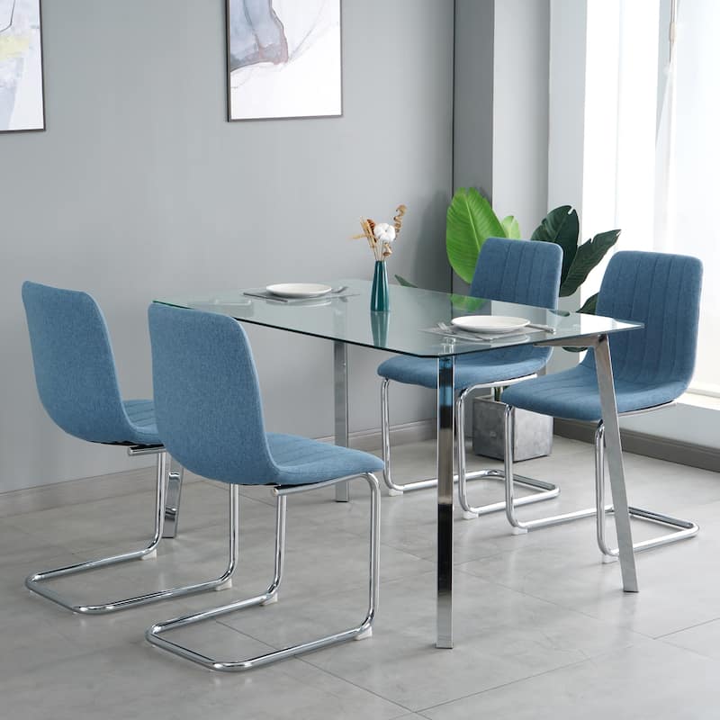 (set of 4)dining bow chair bedroom stool back metal leg (silver)