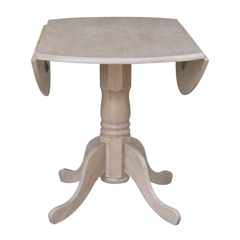 Round Pedestal Base Solid Wood 42-inch Drop-leaf Dining Table