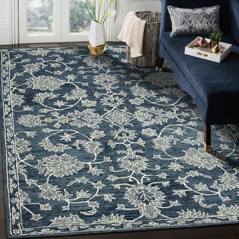 Romesha Hope Hand-Hooked Wool Area Rug - 8' x 10' - Navy
