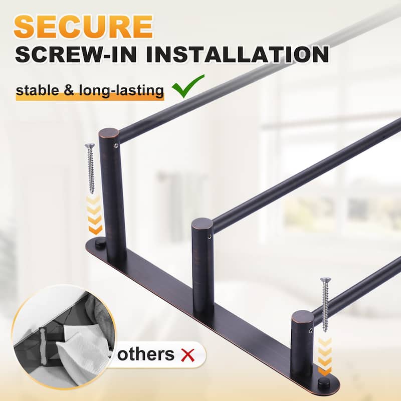 WOWOW 3-Tier Wall Mounted Towel Rack in Brushed Nickel