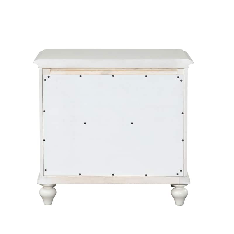 Furniture of America Skye Coastal Antique White Solid Wood 2-Drawer Nightstand