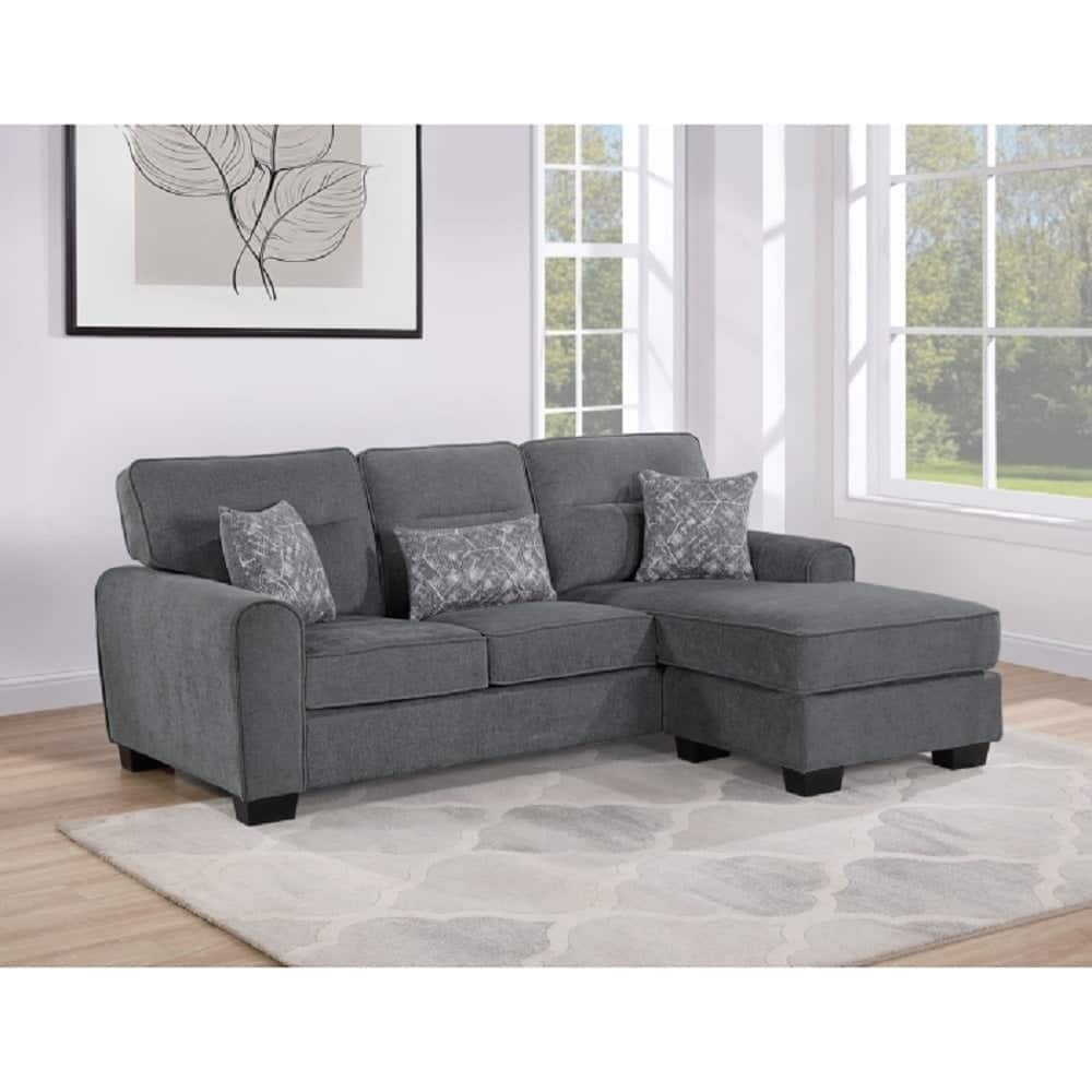 Living Room Sectional Sofa w/ Pillows, L-Shape Reversible Chaise Couch
