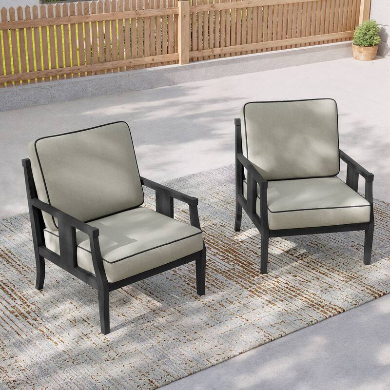 2 Set Outdoor Patio Club Chair with Cushion Patio Arm Lounge Chair