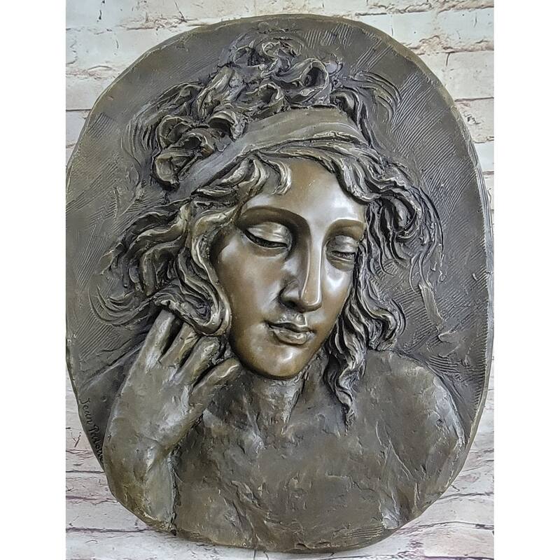 Art Nouveau Bronze Wall Art Hanging Portrait Of A Woman By Jean Patoue