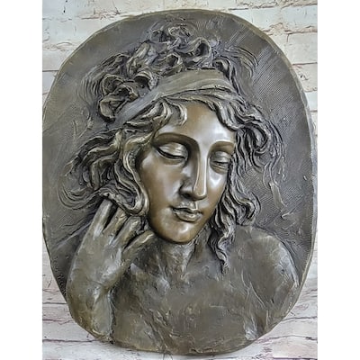 Art Nouveau Bronze Wall Art Hanging Portrait Of A Woman By Jean Patoue