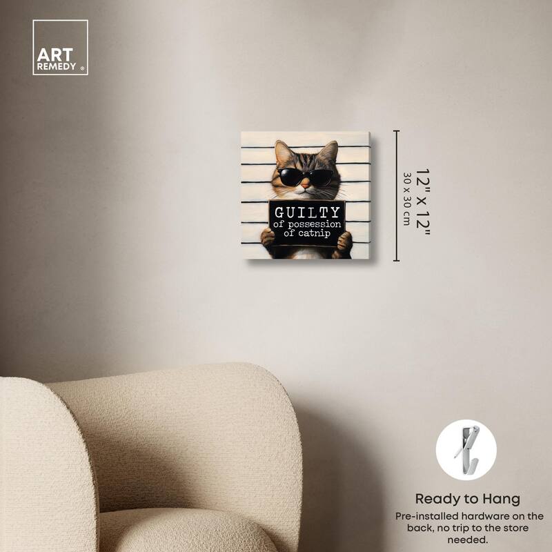 Guilty of Catnip Canvas by Art Remedy, Gallery Wrapped