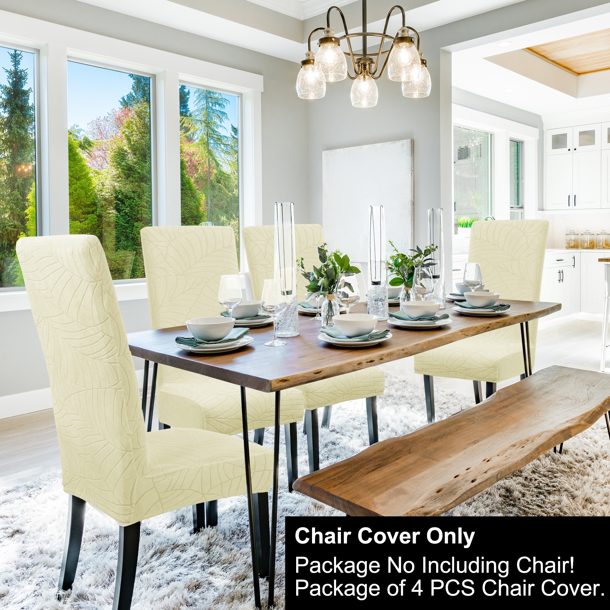 Jacquard Stretch Spandex Removable Dining Room Chair Covers