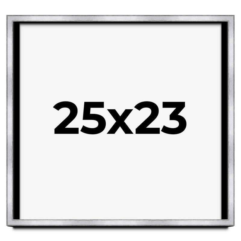 25x23 Shadow Box Frame Silver | 1.375 Inches Deep Real Wood
