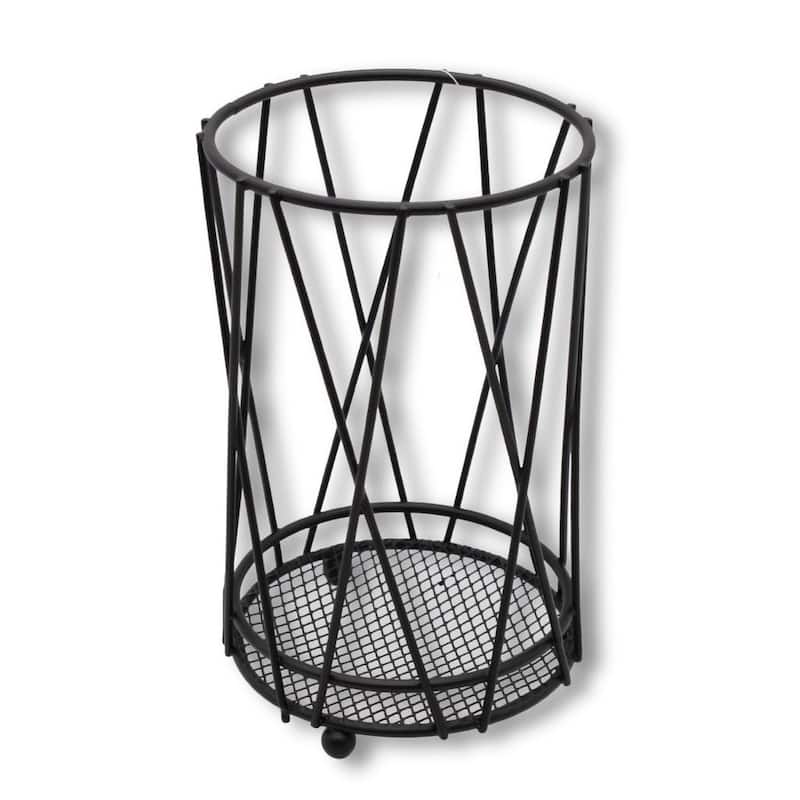 Matte Black Iron Kitchen Utensil Cutlery Holder - 6.3" Tall - Matte Black