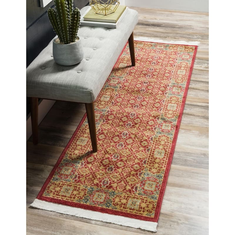 Traditional Cassia Collection Area Rug - Red - 2'x6'