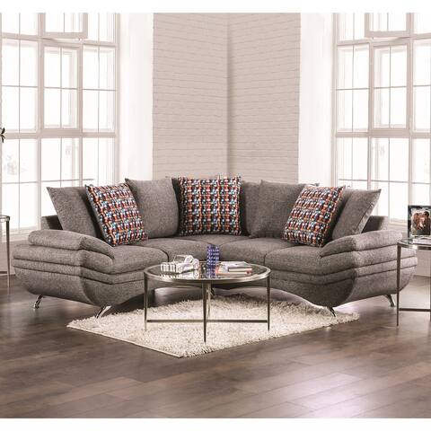 Furniture of America Elizaly Contemporary Grey Upholstered Sectional