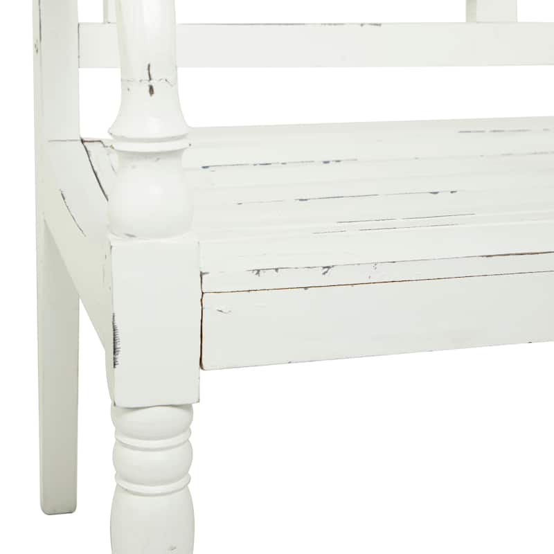 Wood Bench - White - Roche River Decor - 22"Wx40"Lx36"H