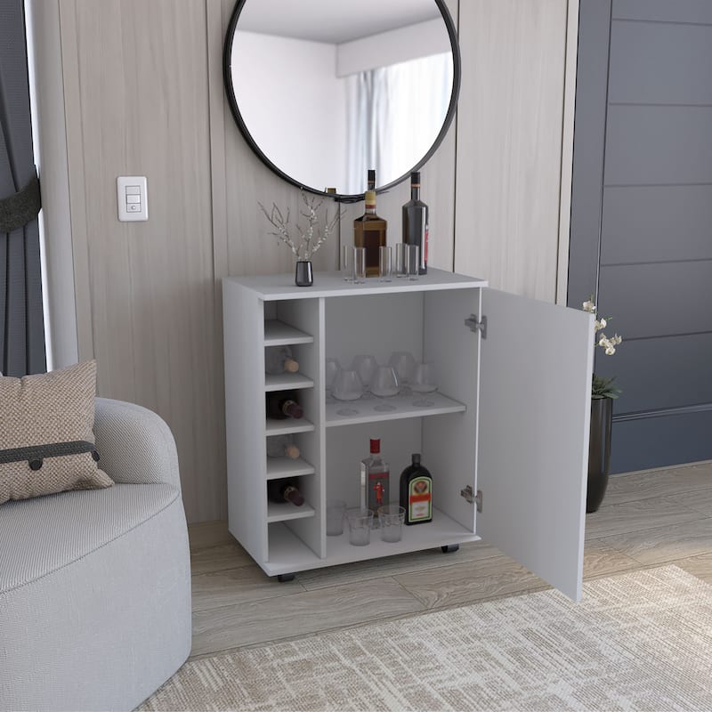 Wick Bar cart with Integrated Wine Storage, Spacious Cabinet and Smooth Rollers