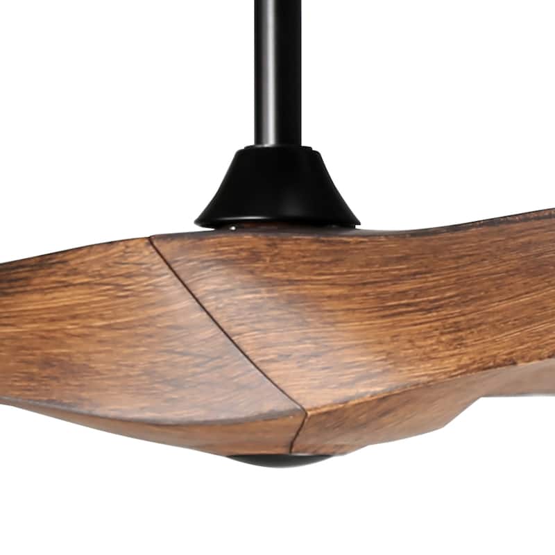 52" Black/ Brown Modern Downrod Ceiling Fan with Remote Control