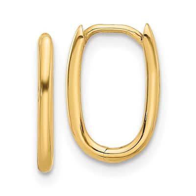 Curata 14k Yellow Gold Polished Oval Hinged Hoop Earrings - 13.1x9.2mm 1.4mm