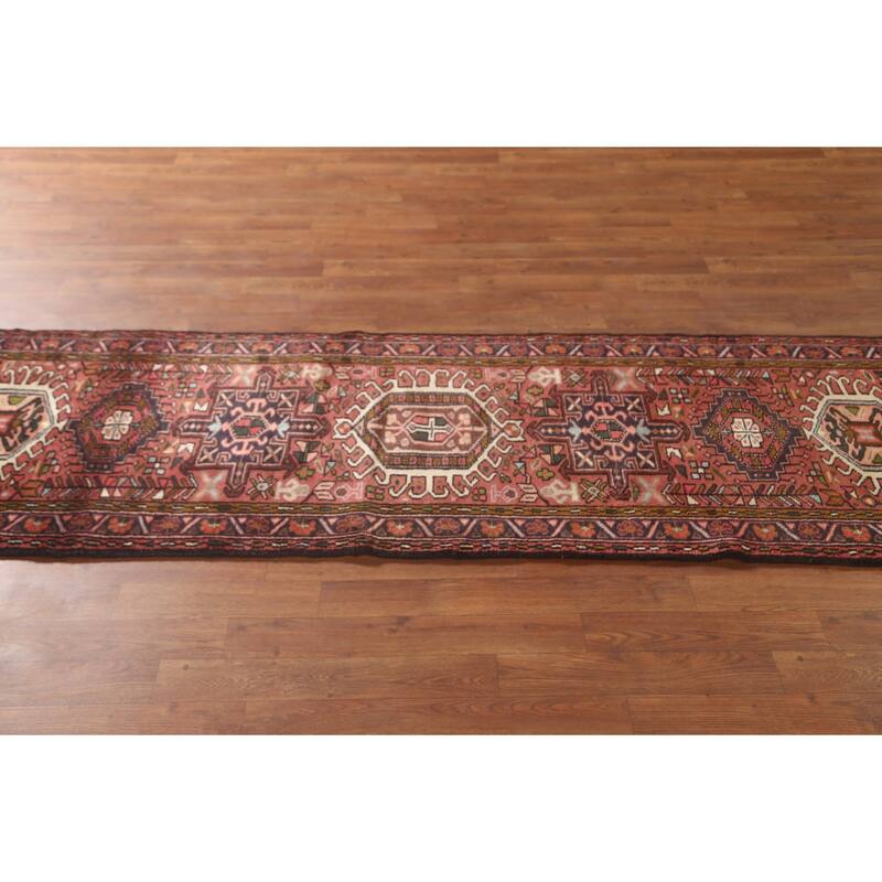 Tribal Geometric Gharajeh Persian Runner Rug Handmade Wool Carpet - 2'5" x 9'7"