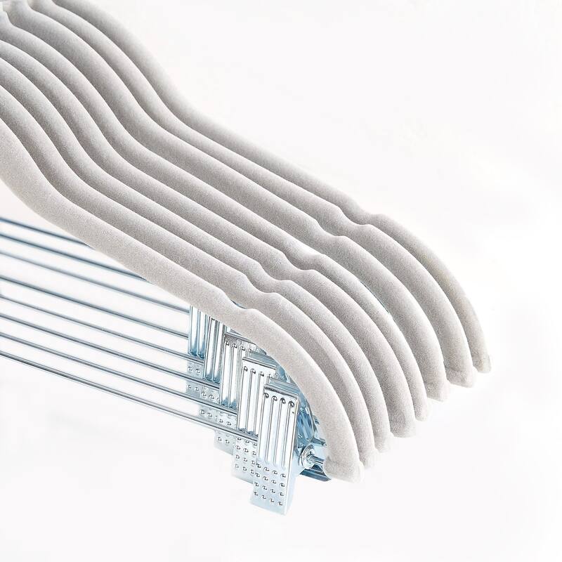 VECELO 20-Pack Pant Hangers (Black/Grey/Pink/Beige/Green) Clothes Hangers Non-slip Space-saving Clothes Hangers