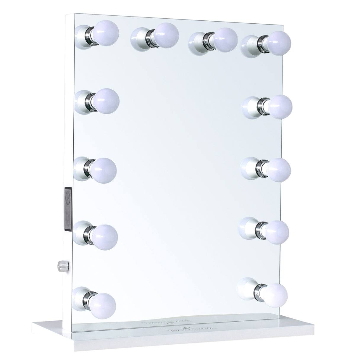 ReignCharm Hollywood Vanity Mirror Music Box, Bluetooth Speaker, 12 LED Lights, Dual Outlets