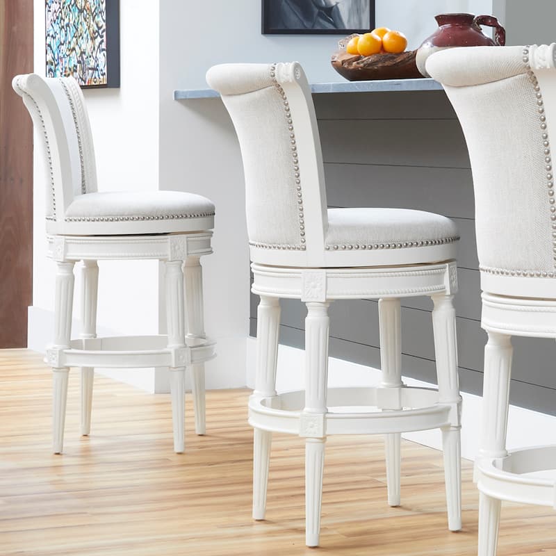 Copper Grove Rijssen Swivel Bar-Height Stool with High Seat Back