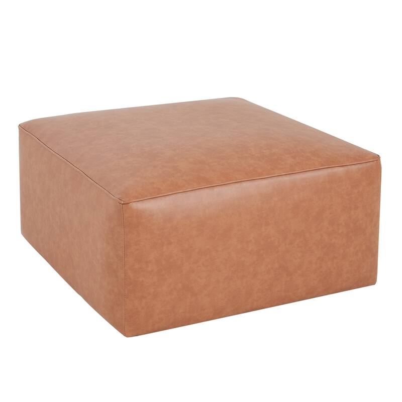 Square Ottoman, Corduroy - Brown+Tan