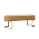 preview thumbnail 2 of 7, Jonas 46" Upholstered Bench with Channel-tufted Cushion and Metal Base by HULALA HOME
