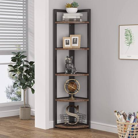Tribesigns Industrial 5 Tier Corner Shelf/Bookshelf /Bookcase/Plant Stand
