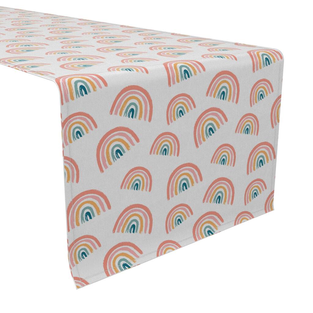 Fabric Textile Products, Inc. Table Runner, 100% Cotton, 16x108", Rainbows Allover