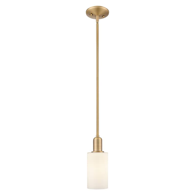 Innovations Lighting Endless Possibilities Arcadia - Clymer - 1 Light 4" Stem Hung Mini Pendant - Brushed Brass/Matte White