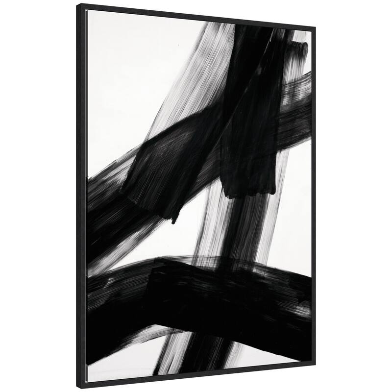 Kate and Laurel Black Mark No. 3 by Amy Lighthall Framed Canvas Wall Art Print - 28x38 - Black