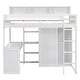 preview thumbnail 10 of 11, Elegant Sturdy Wood Twin Loft bed with Multiple Storage Shelves and Wardrobe, Built-in desk and Full-length Guardrails, White