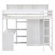 preview thumbnail 23 of 24, Wood Twin Size Loft Kids Bed Frame with Multiple Storage Shelves, Wardrobe, and Built-in Desk, Safety Guaranteed, Grey