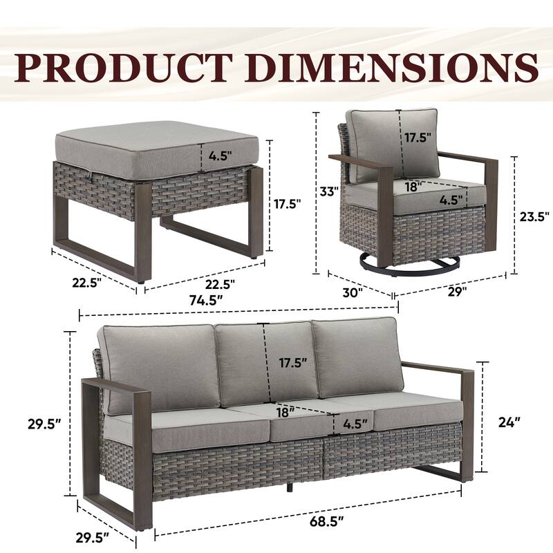 Gymojoy Outdoor Wicker Patio Furniture Sofa Set
