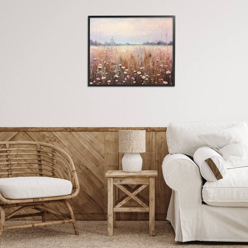 Stupell Neutral Tone Wildflower Field Framed Giclee Art Design By Arlington Prints