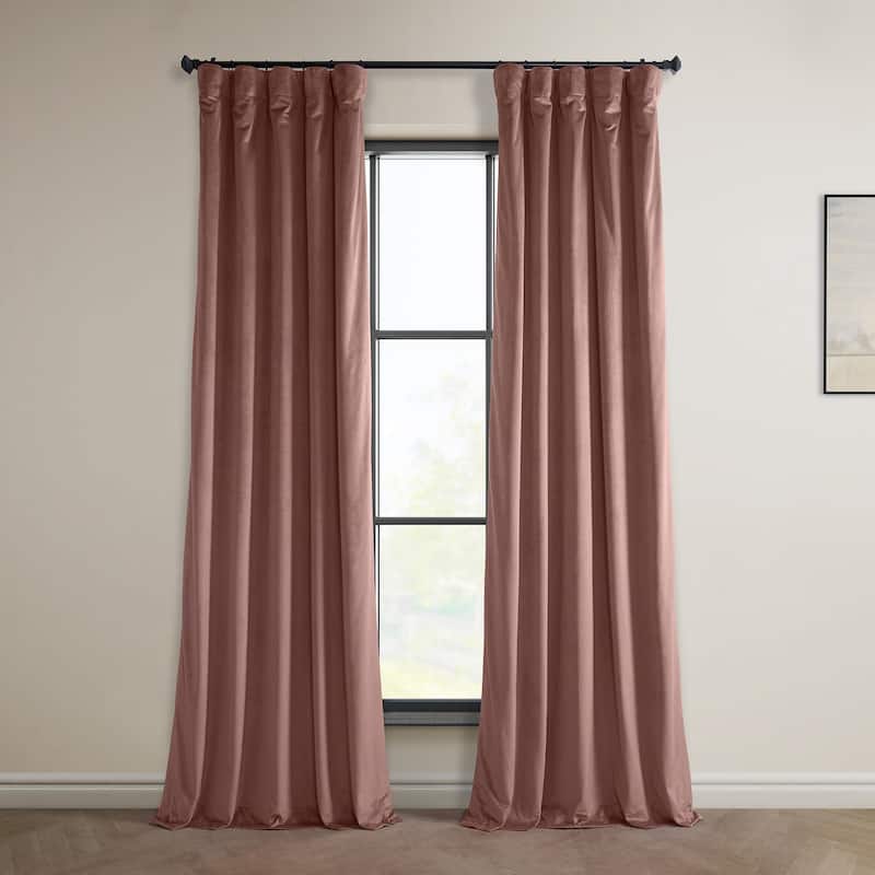 Exclusive Fabrics Heritage Plush Velvet Room Darkening Curtains (1 Panel) Luxury Velvet Curtains for Bedroom & Living Room. - 50 X 120 - Wild Rose