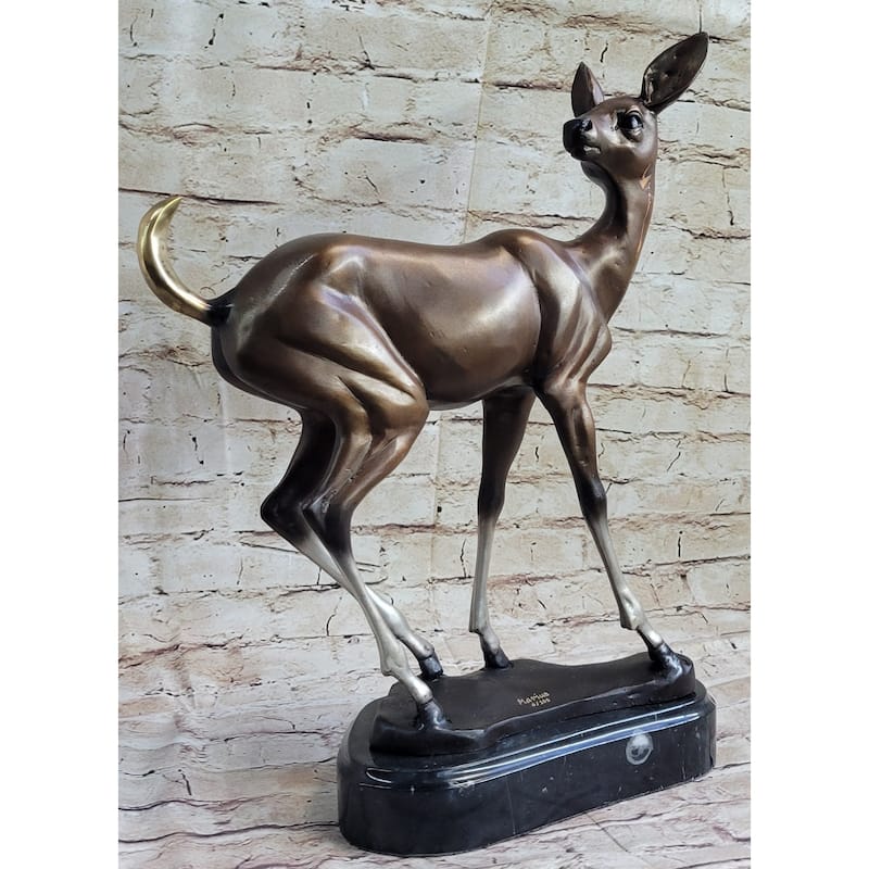 Deer Doe Bronze Sculpture Statue Limited Edition Numbered Signed Art Decor