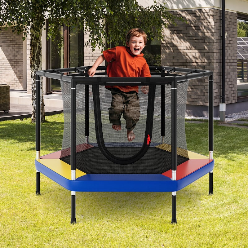 Gymax 48'' Recreational Trampoline for Kids 4 FT Indoor & Outdoor - Black - Kids