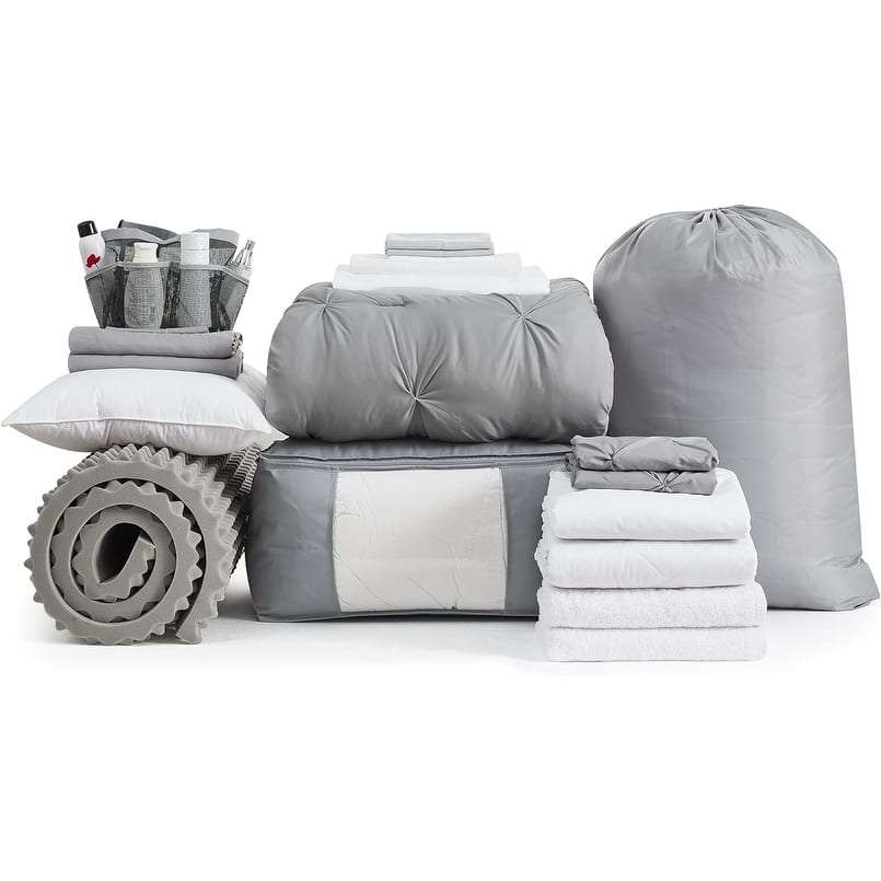 Porch & Den Hargis Alloy Color Pin Tuck Twin XL College Bedroom Set