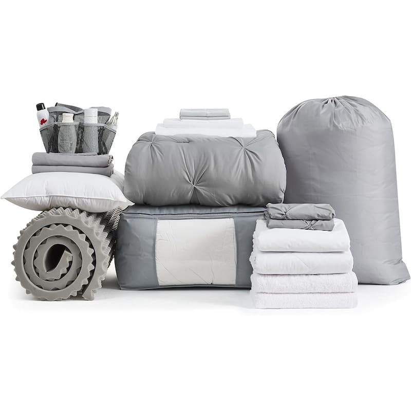 Porch & Den Hargis Alloy Color Pin Tuck Twin XL College Bedroom Set