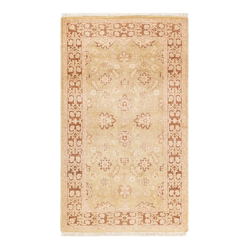 Overton Handknotted Wool Contemporary Oriental Ivory Area Rug - 3' x 5' - Sand - 3' x 5'