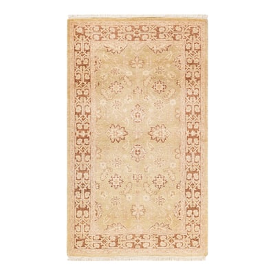 Overton Handknotted Wool Contemporary Oriental Ivory Area Rug - 3' x 5'