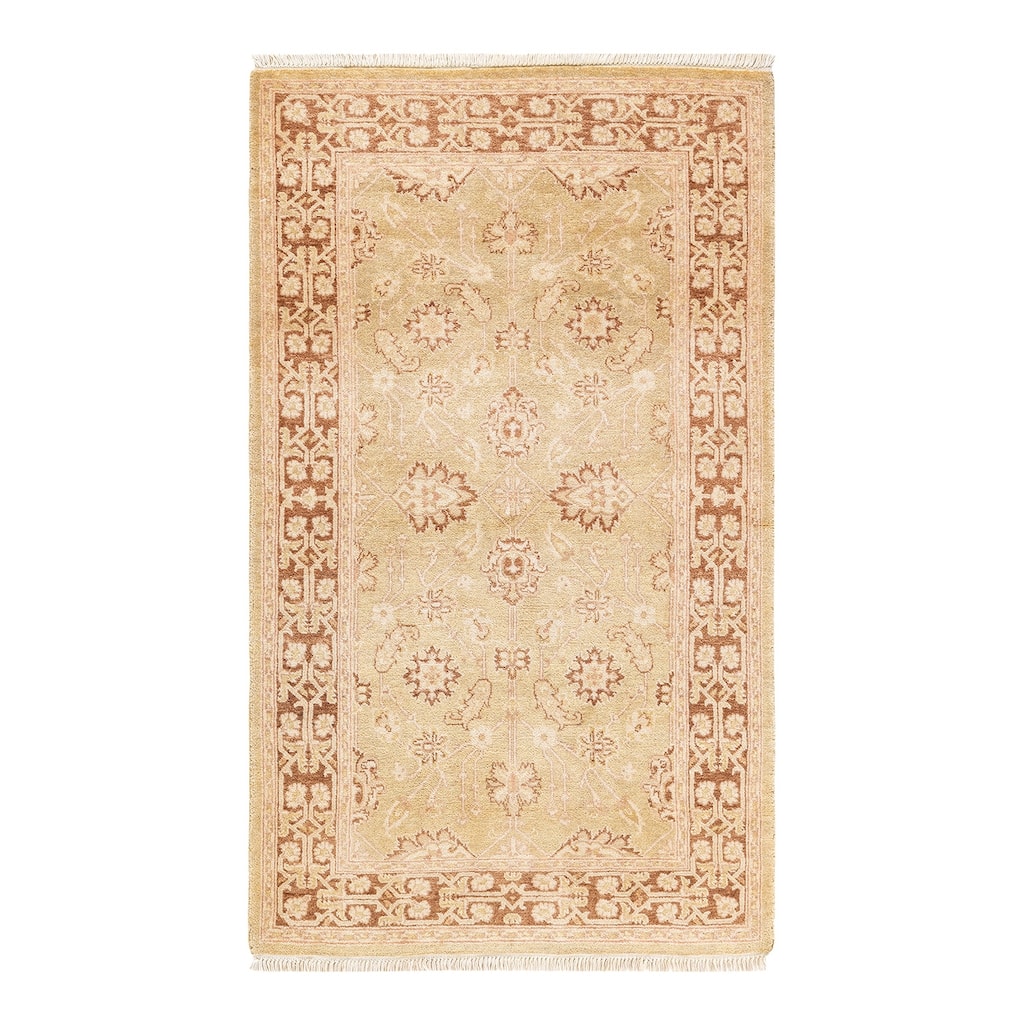 Overton Handknotted Wool Contemporary Oriental Ivory Area Rug - 3' x 5'