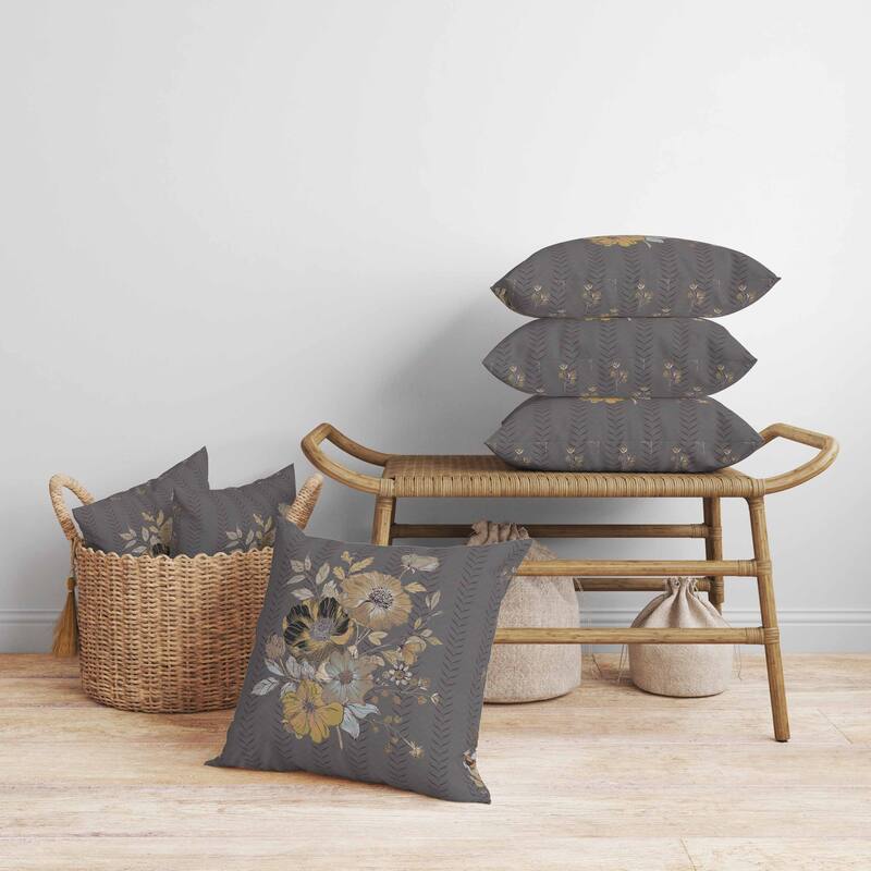 Misty Meadows Faux Suede Reversible Throw Pillow Muted and Brown