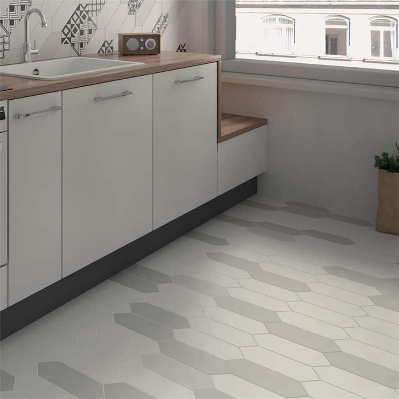 Merola Tile Kite White 3-7/8" x 11-3/4" Porcelain Floor and Wall Tile