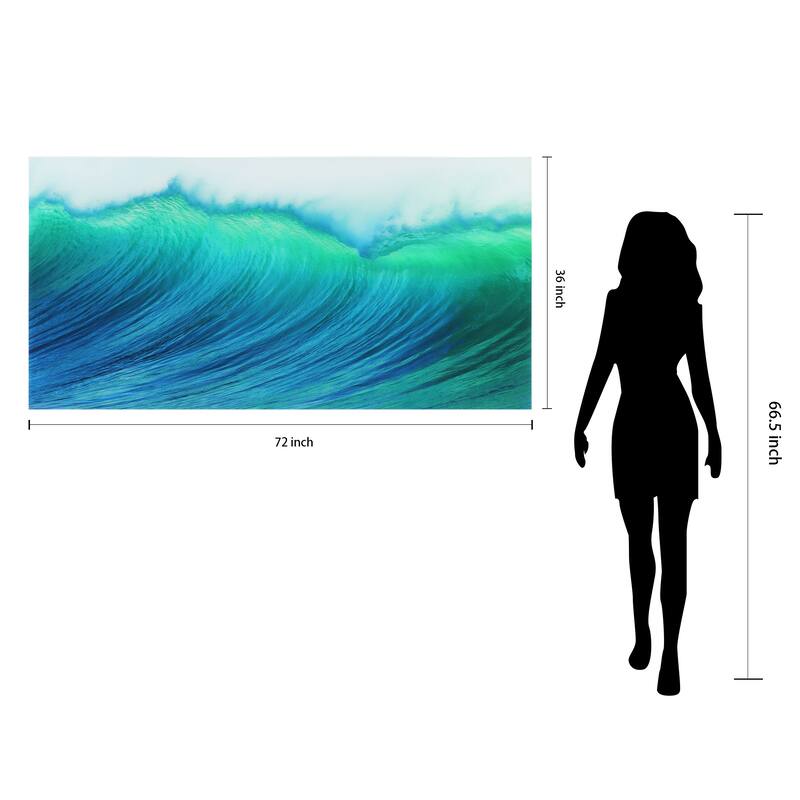 "Blue Wave" Frameless Free Floating Tempered Art Glass Wall Art
