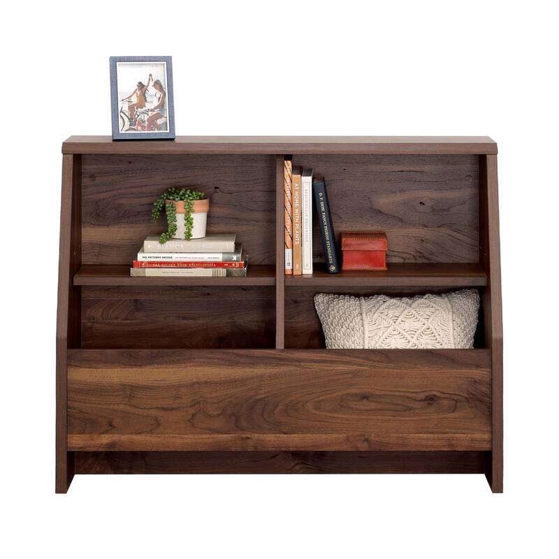 Engineered Wood Mid-Century Modern Bookcase, Brown - 40.91"W x 14.41"D x 32.17"H