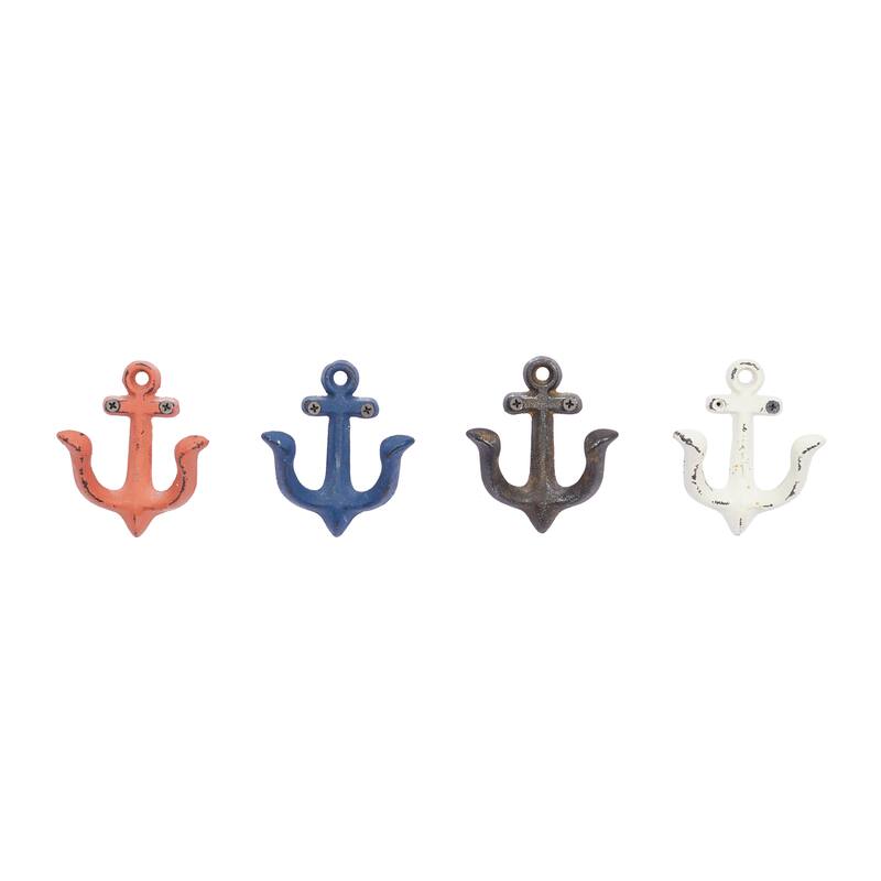 Black Metal 4 Cubbies and 1 Shelf Wall Hook with 7 Hangers - 4 x 2 x 4